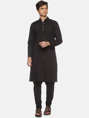 Men Black Colour Cotton Kurta Pyjama Set
