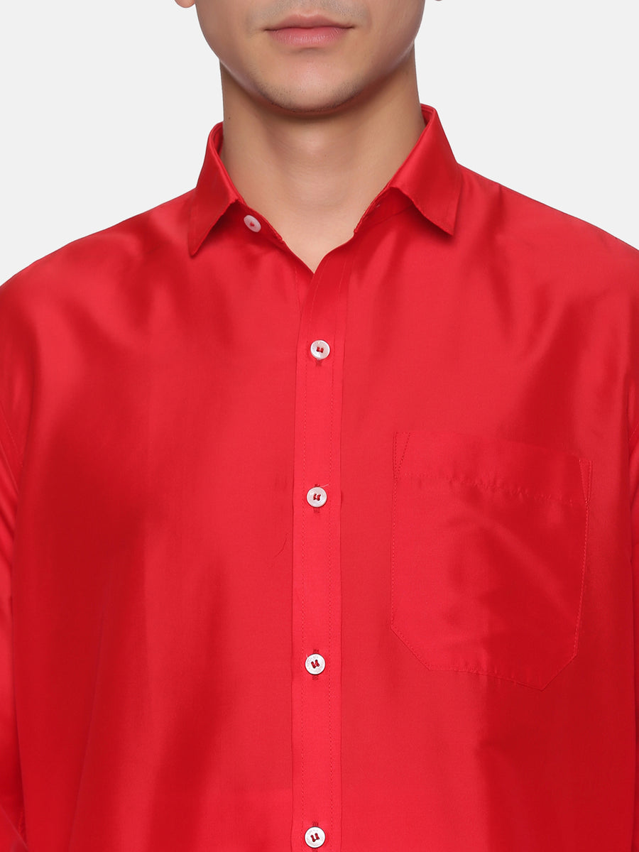 Men Polyester Solid Colour Ethnic Full Sleeve Shirt and Dhoti Set