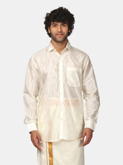 Men Artsilk Cream Colour Shirt