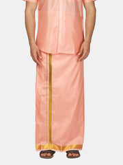 Men Artsilk 70K Coral Green Colour Pocket Dhoti.