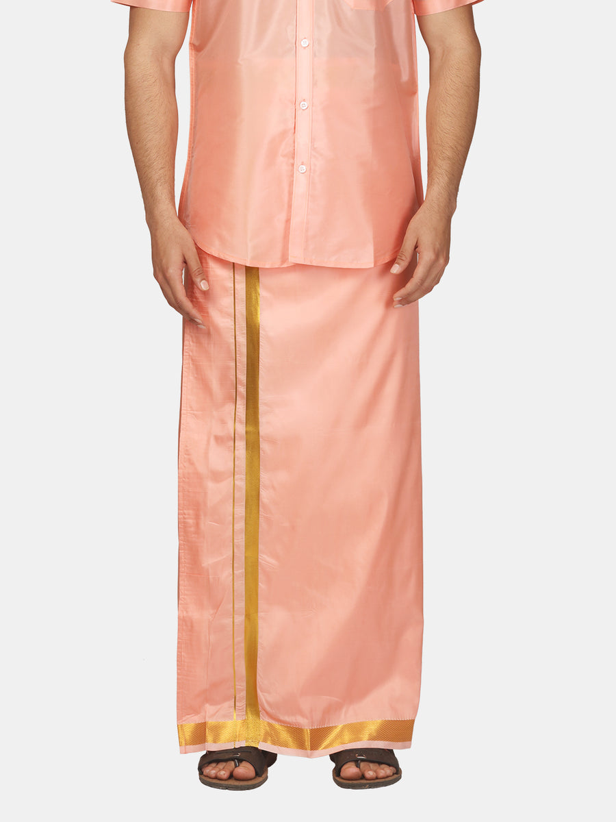 Men Artsilk 70K Coral Green Colour Pocket Dhoti.