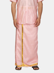 Men Artsilk 70K Coral Green Colour Pocket Dhoti.