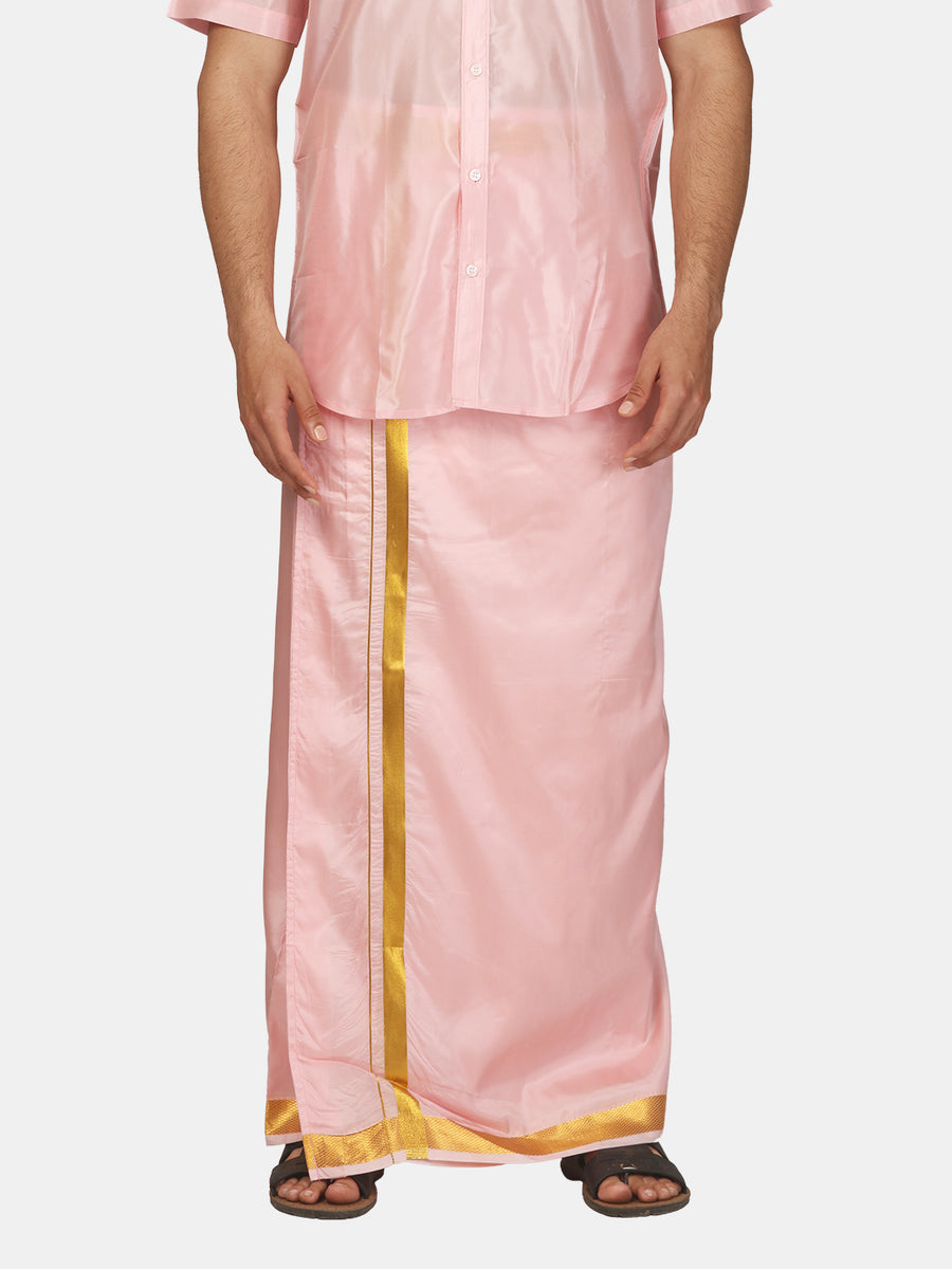 Men Artsilk 70K Coral Green Colour Pocket Dhoti.