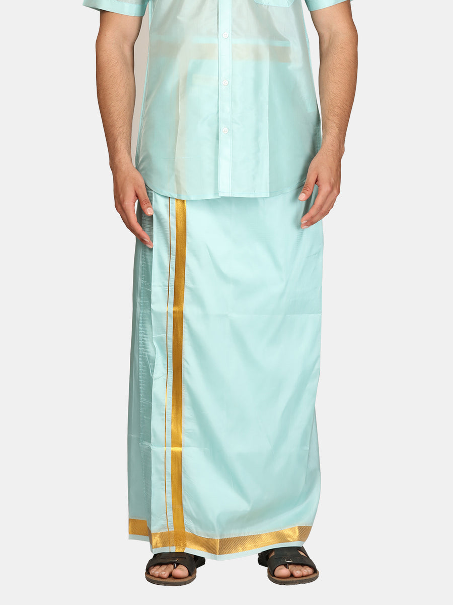 Men Artsilk 70K Coral Green Colour Pocket Dhoti.