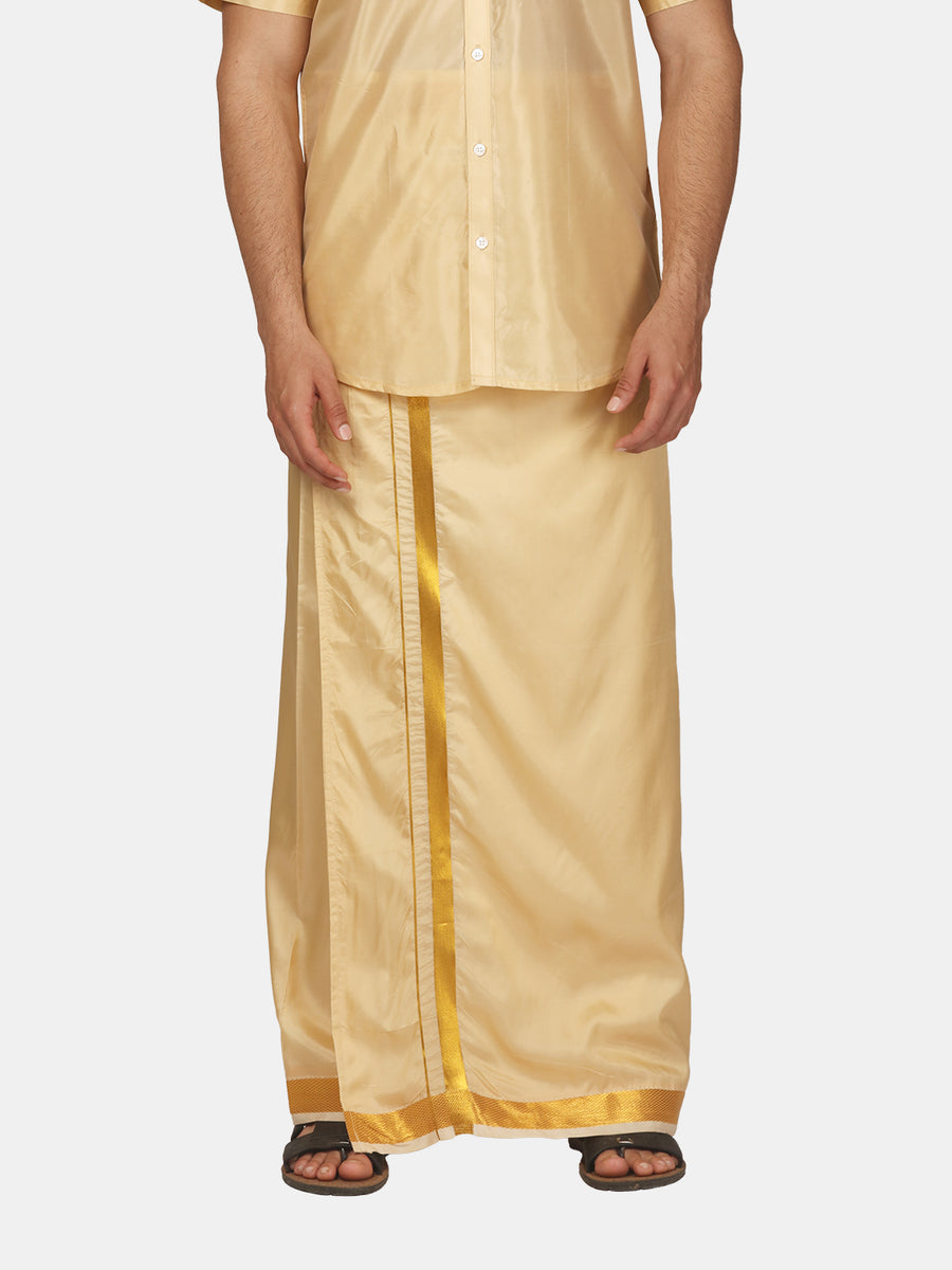 Men Artsilk 70K Coral Green Colour Pocket Dhoti.