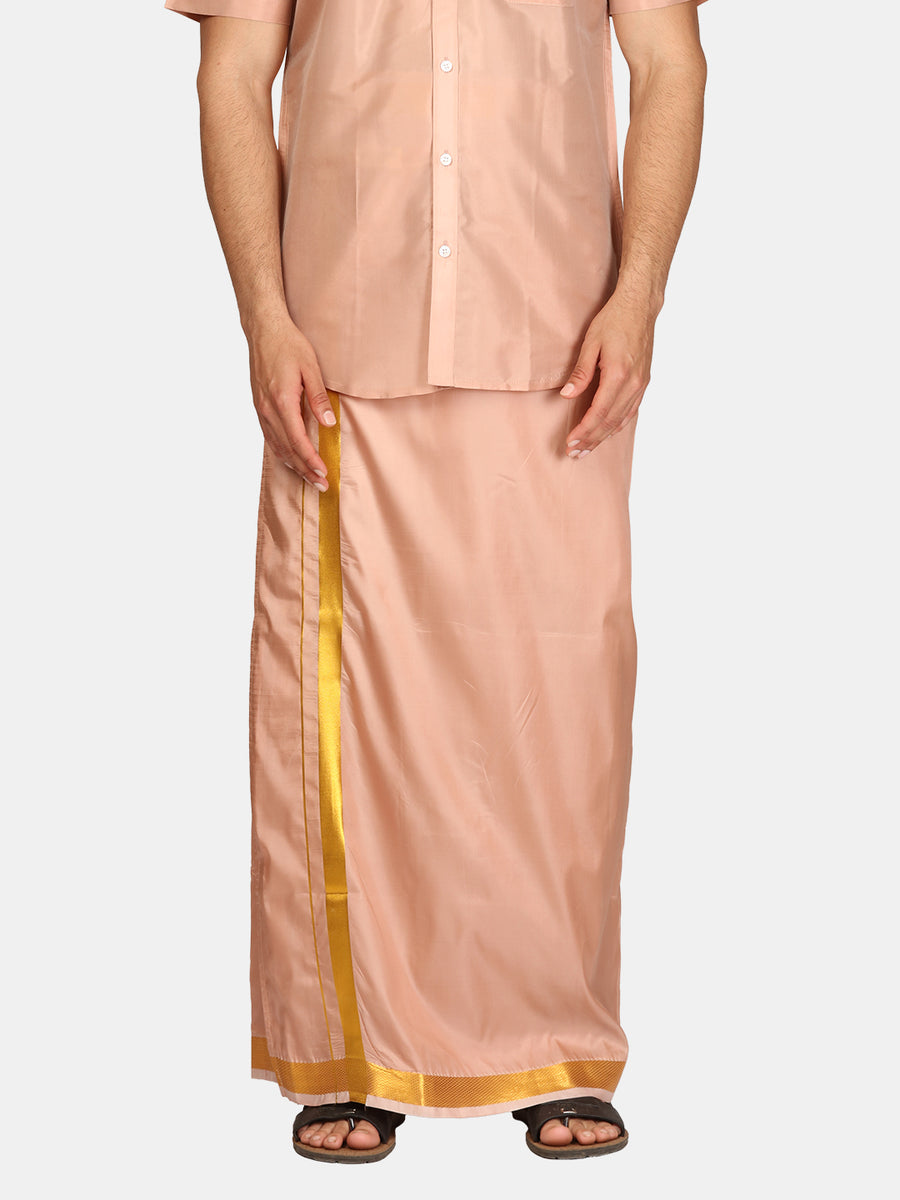 Men Artsilk 70K Coral Green Colour Pocket Dhoti.