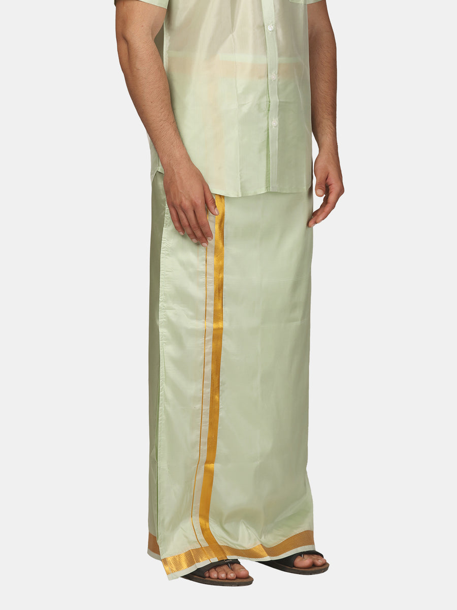 Men Artsilk 70K Coral Green Colour Pocket Dhoti.