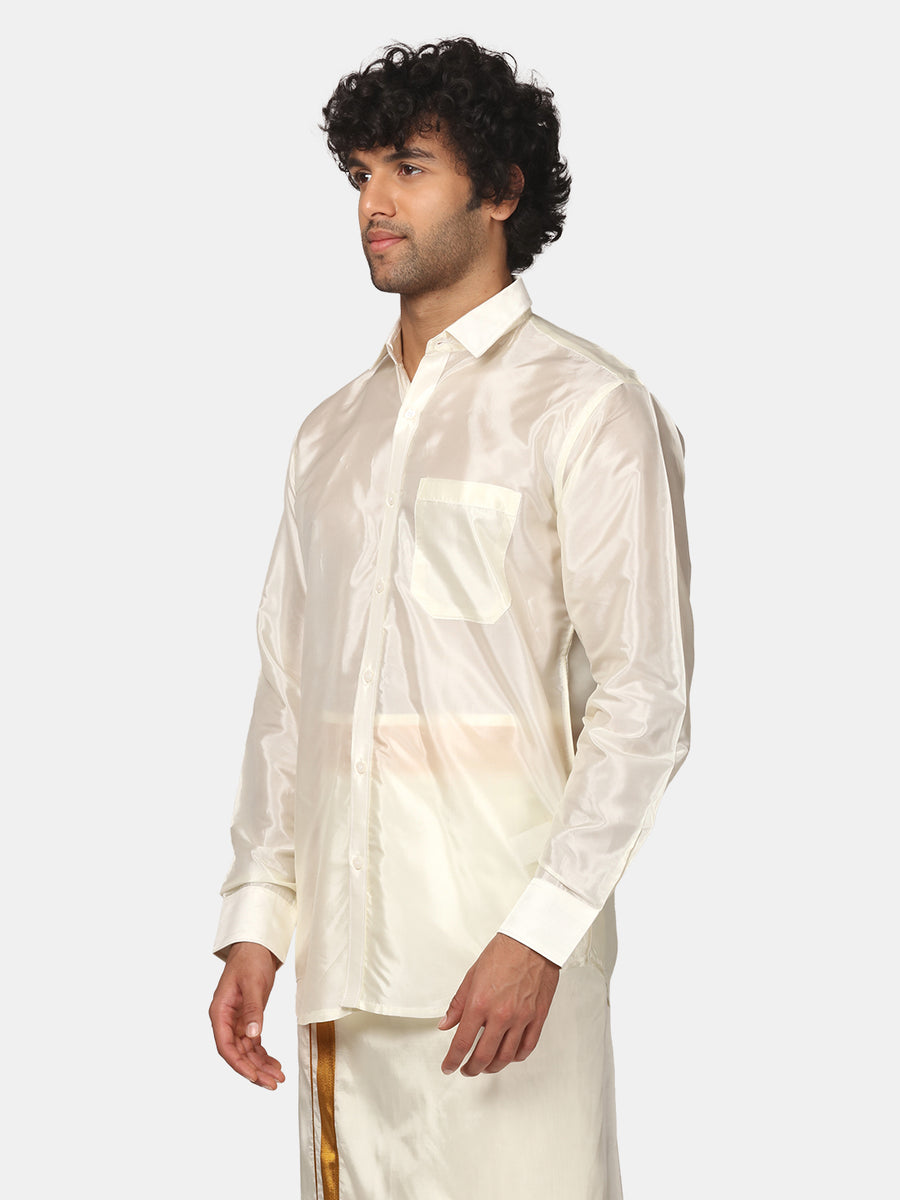 Men Artsilk Cream Colour Shirt