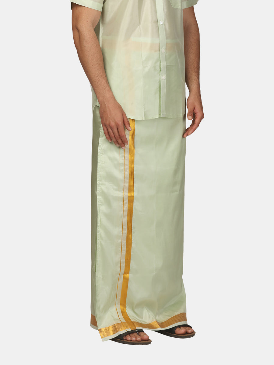 Men Artsilk 70K Coral Green Colour Pocket Dhoti.
