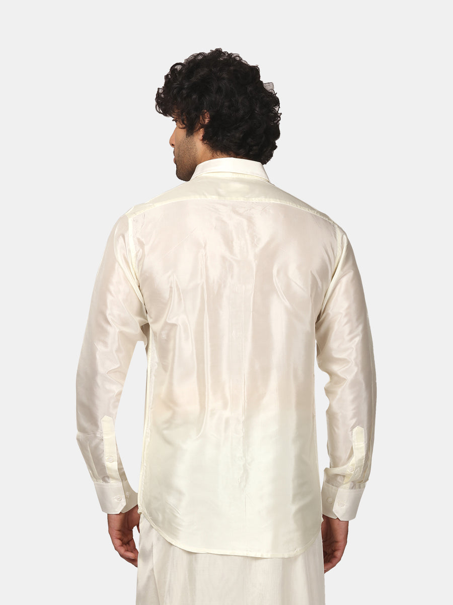 Men Artsilk Cream Colour Shirt