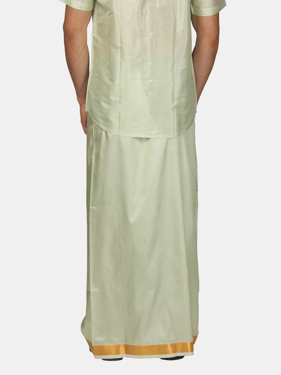 Men Artsilk 70K Coral Green Colour Pocket Dhoti.