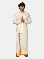 Men Artsilk Cream Colour Shirt