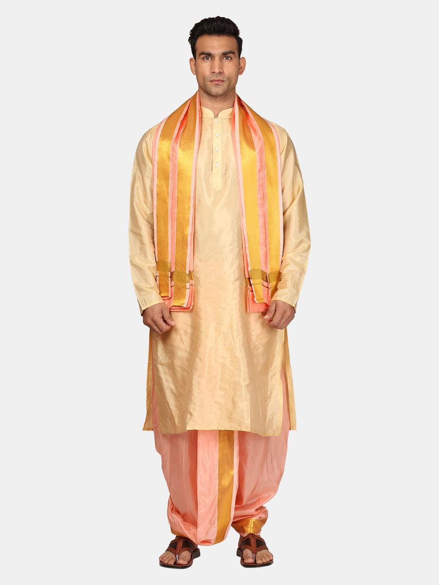 Sethukrishna Men Kurta Dhotipant Angavastram Set