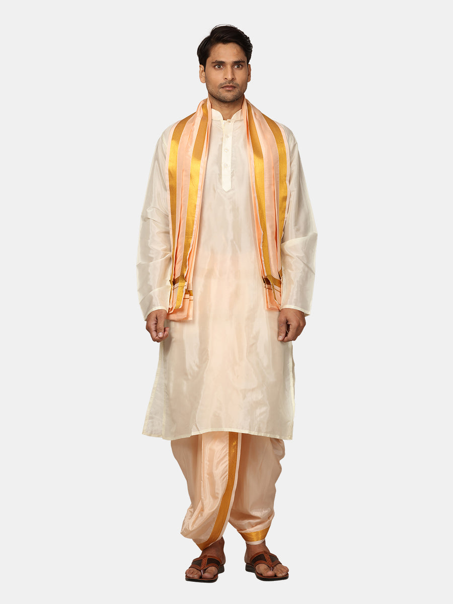 Men Kurta Dhotipant Angavastram Set