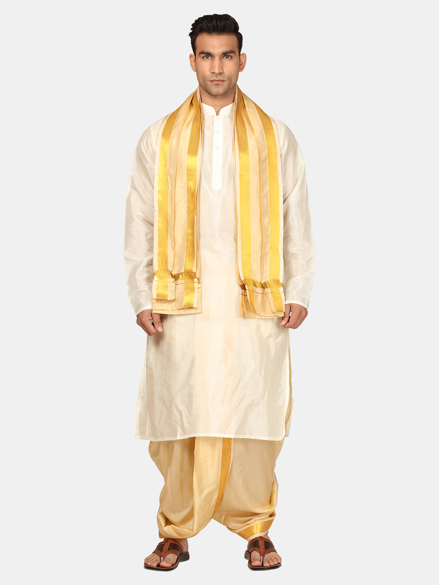 Men Kurta Dhotipant Angavastram Set