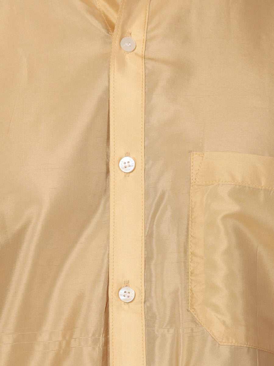 Men Solid Colour Full Sleeve Shirt Pocket Dhoti Set