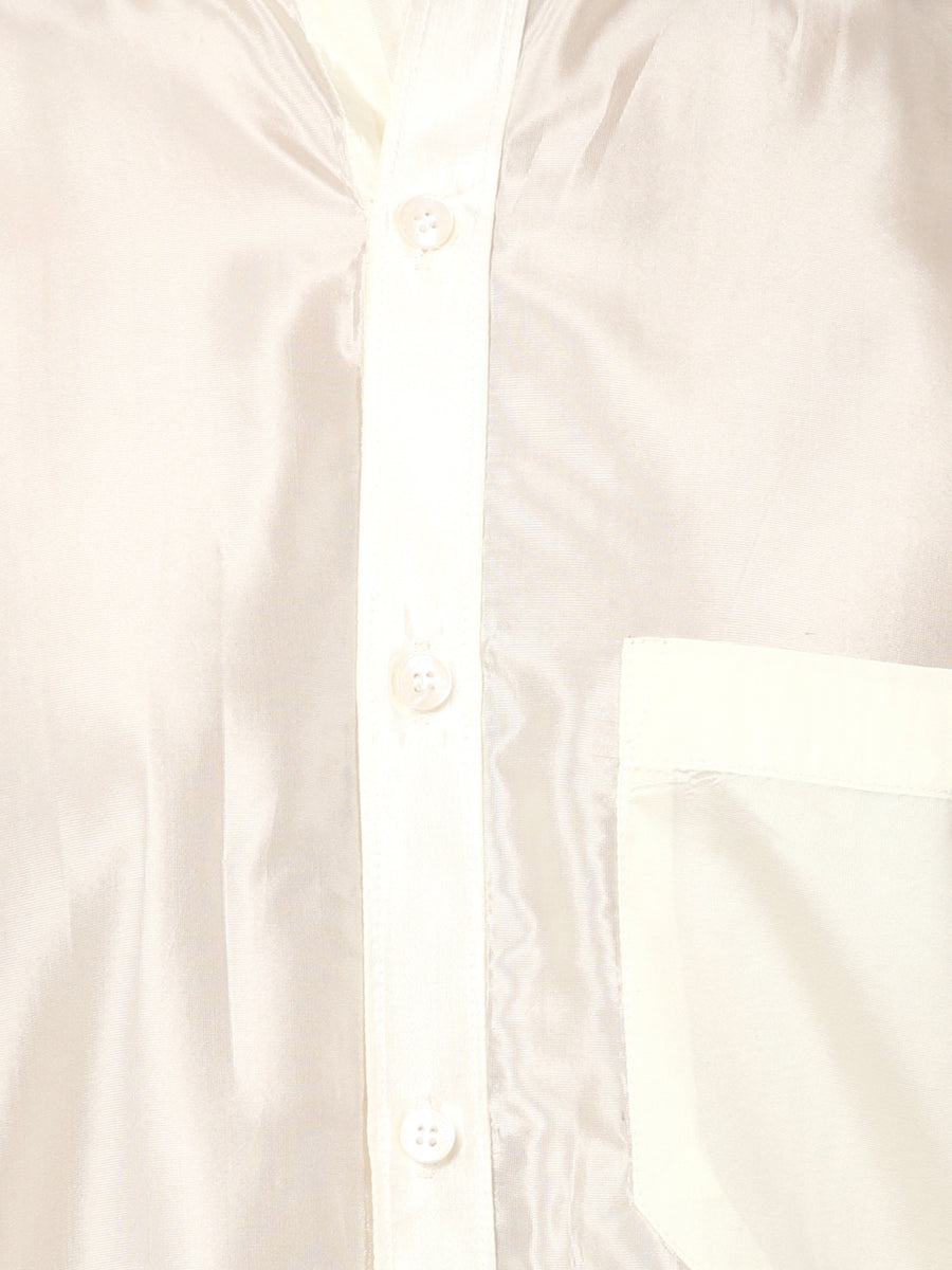 Men Artsilk Mandarin Collar Shirt and Readymade Dhoti Set