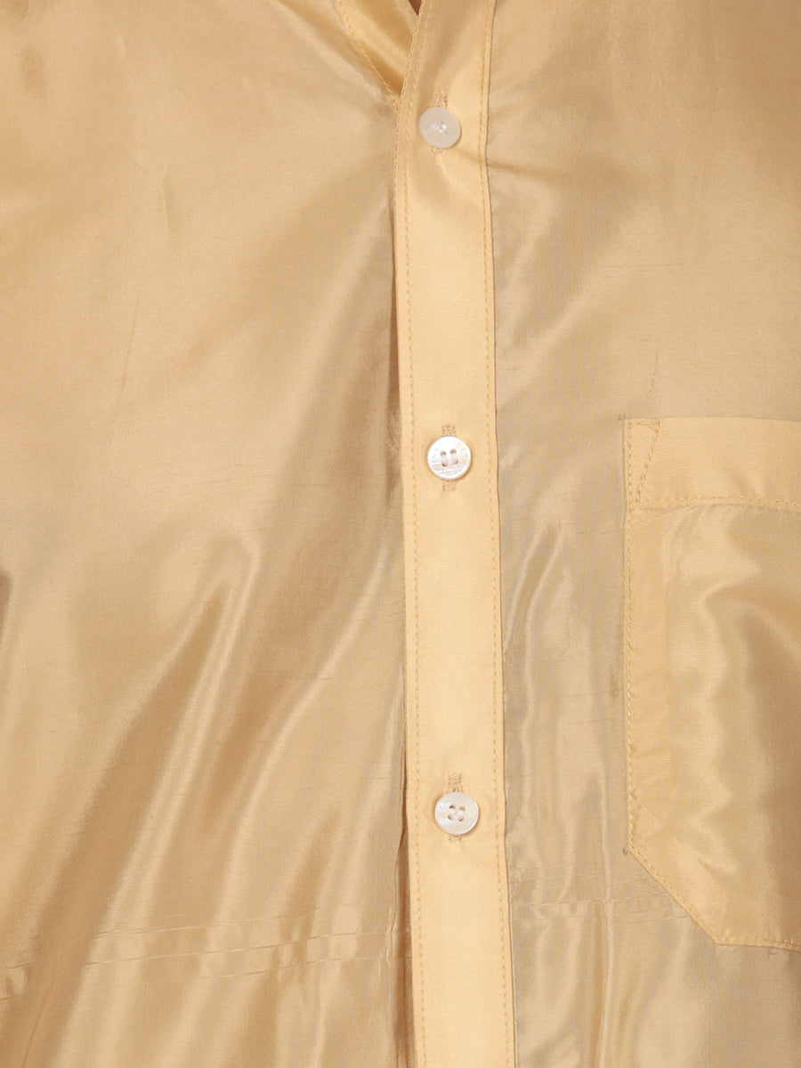 Men Full Sleeve Shirt Angavastram and Pocket Dhoti Set