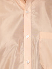 Men Half Sleeve Artsilk Shirt Dhoti Angavastram Set
