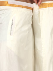 Men Artsilk Half Sleeve Shirt and Ready to Wear Pocket Dhoti Matching Set