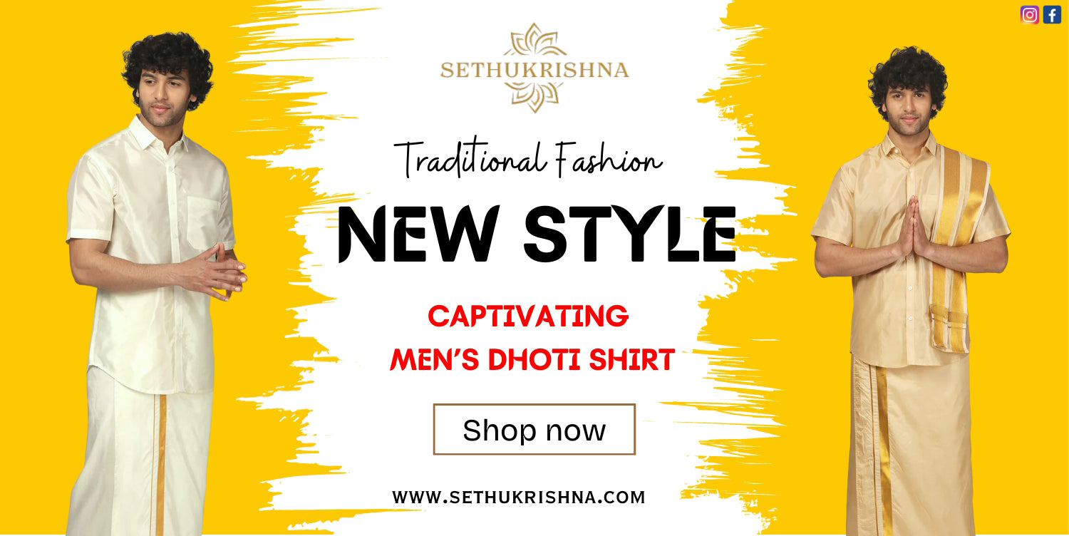 Virtual Silk Shirt Dhoti Set for Men