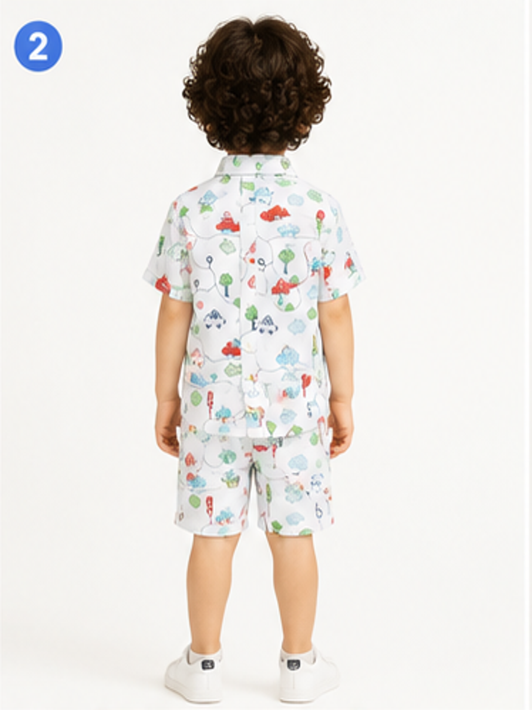 Boys White Printed Co-Ord Set