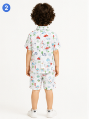 Boys White Printed Co-Ord Set