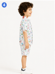 Boys White Printed Co-Ord Set