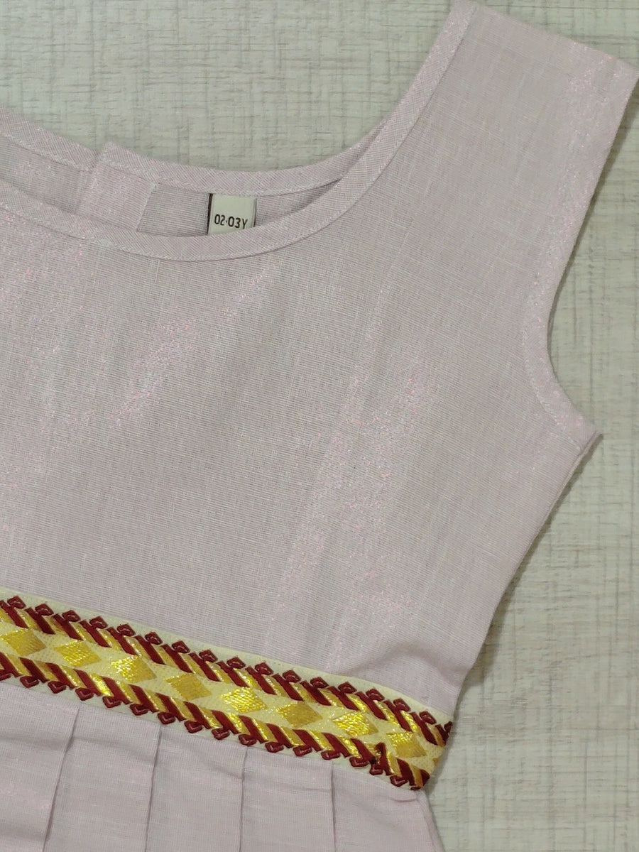 Girls Solid Color Ethnic Pavadai Set