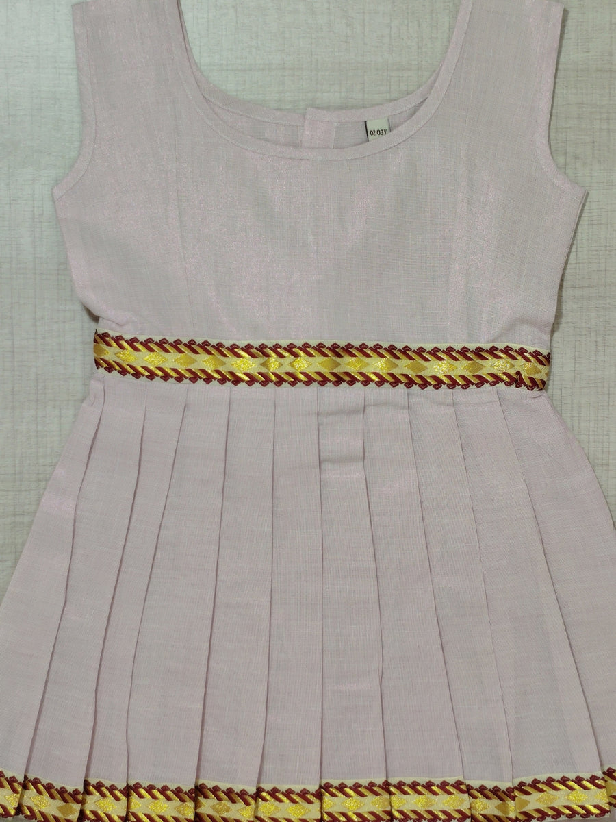 Girls Solid Color Ethnic Pavadai Set