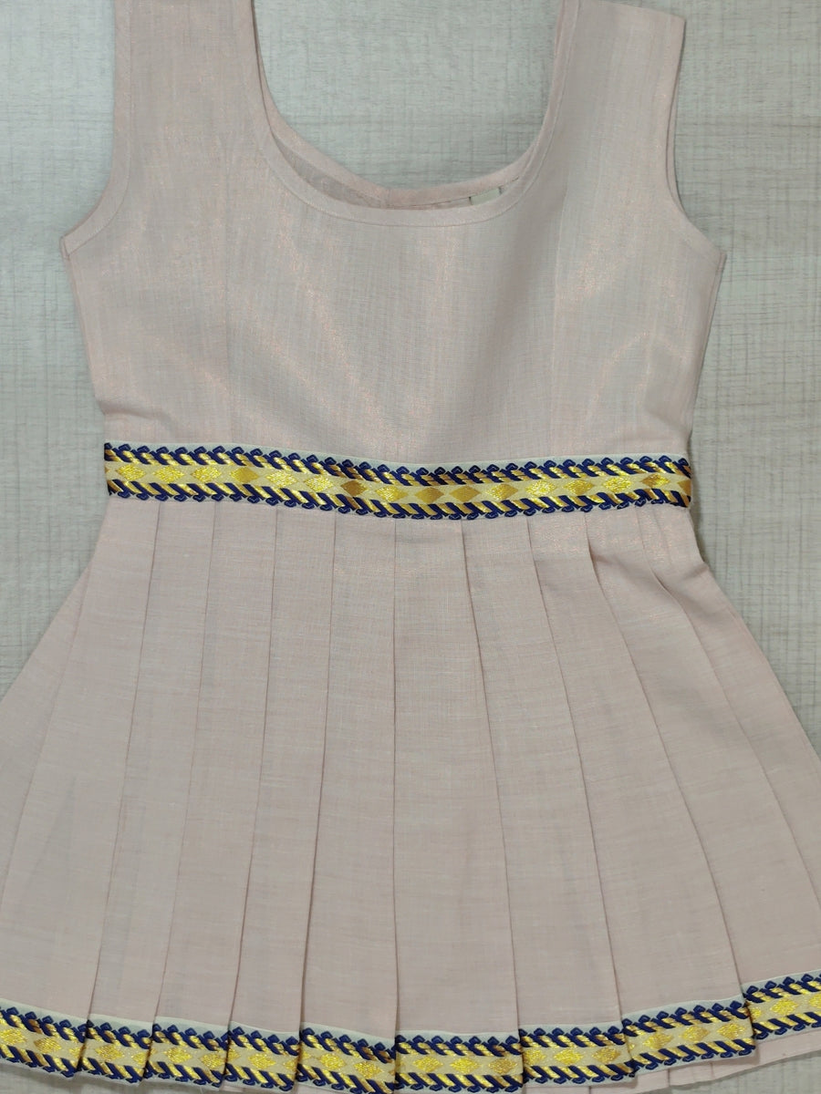 Girls Solid Color Ethnic Pavadai Set