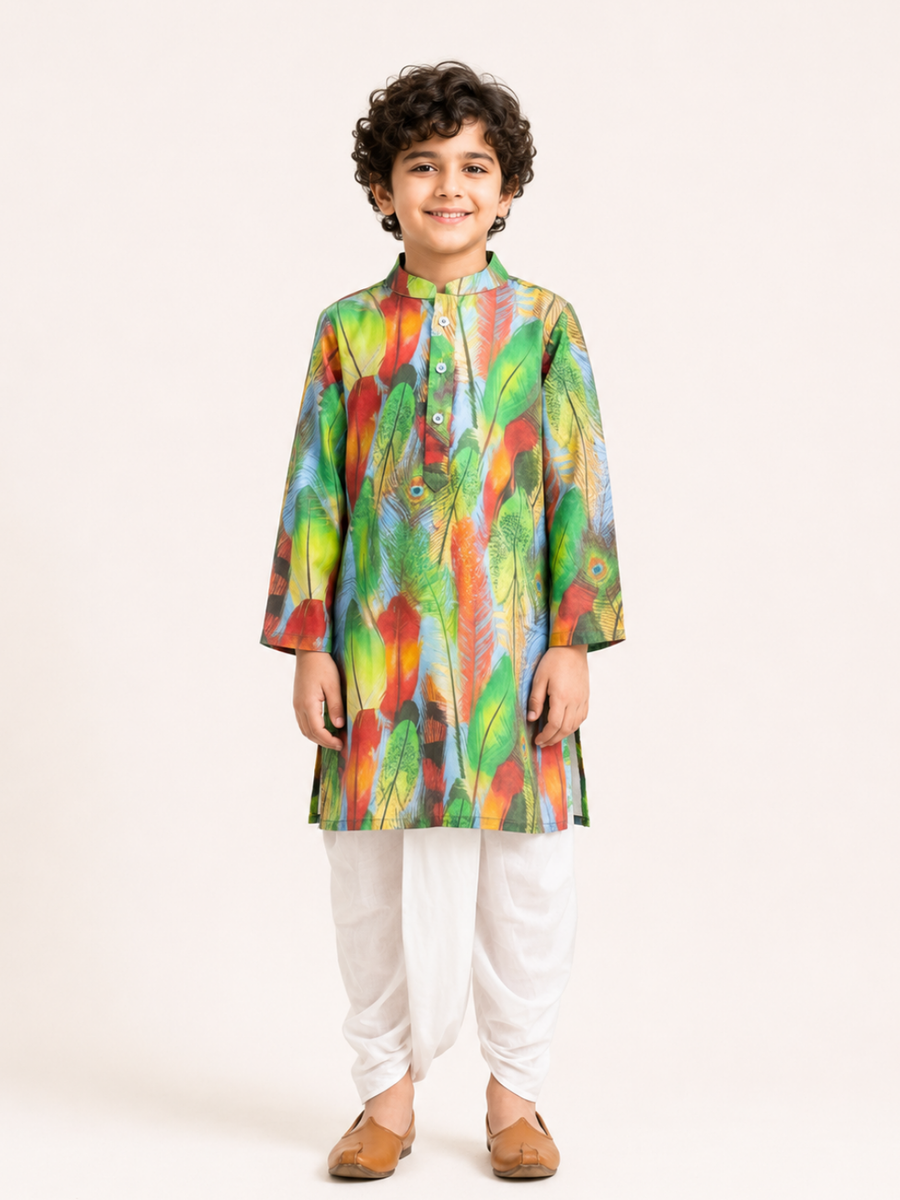 Boys Printed Kurta Dhoti Set