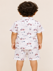 Boys White Printed Co-Ord Set
