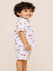 Boys White Printed Co-Ord Set