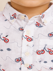 Boys White Printed Co-Ord Set