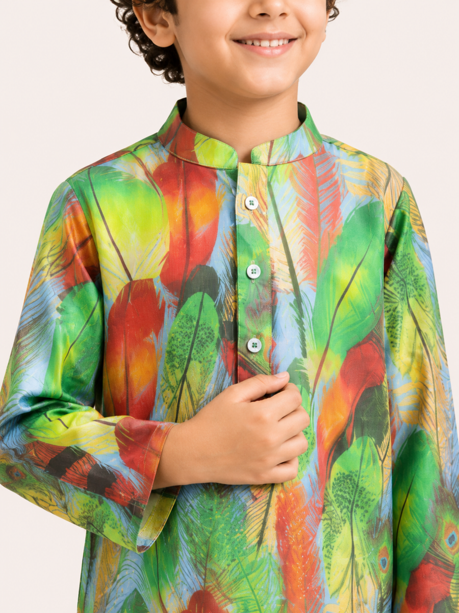 Boys Printed Kurta Dhoti Set