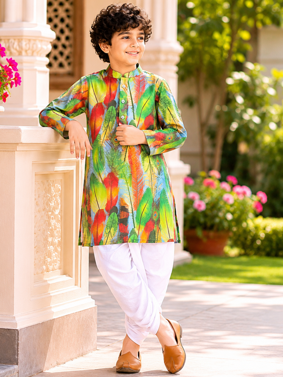 Boys Printed Kurta Dhoti Set