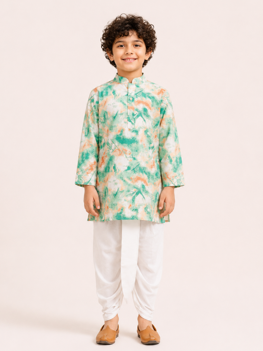 Boys Printed Kurta Dhoti Set