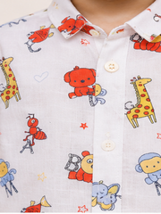 Boys White Printed Co-Ord Set