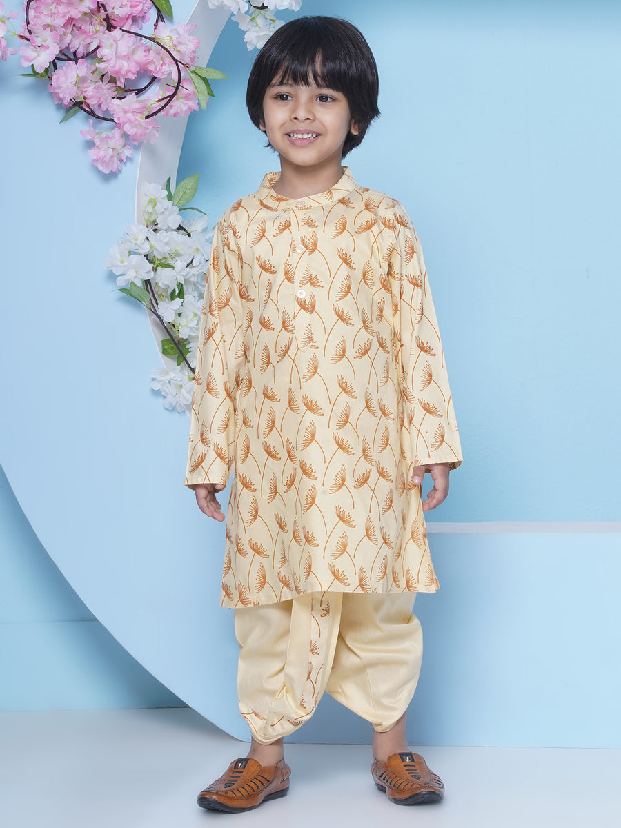 Boys Flower Design Printed Kurta DhotiPant Set