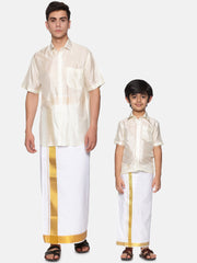 Father Son Matching Shirt Dhoti Set