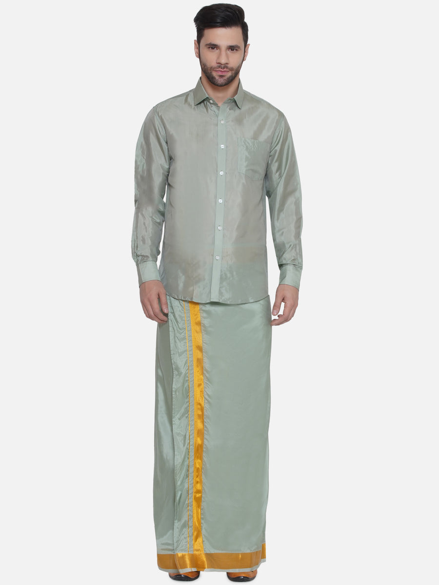 Sethukrishna Mens Solid Colour Shirt and Matching Readymade Dhoti