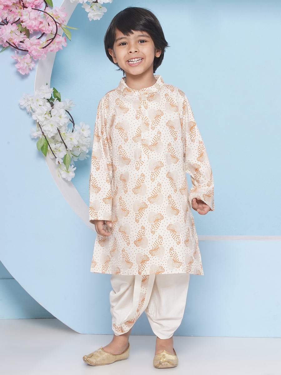 Boys Leaf Design Printed Kurta Dhotipant Set