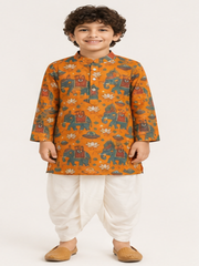 Boys Printed Kurta Dhoti Set