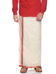 Mens Pure Cotton Double Dhoti Off White