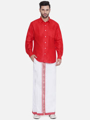 Sethukrishna Mens Solid Colour Shirt and Readymade Dhoti