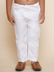 Boys White Colour Cotton Plain Pyjama