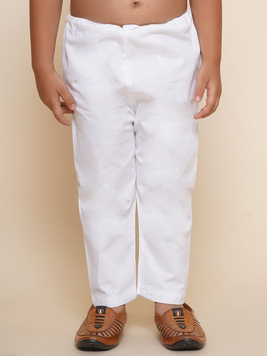 Boys White Colour Cotton Plain Pyjama