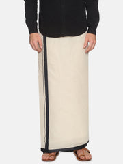 Mens Pure Cotton Double Dhoti  Off White