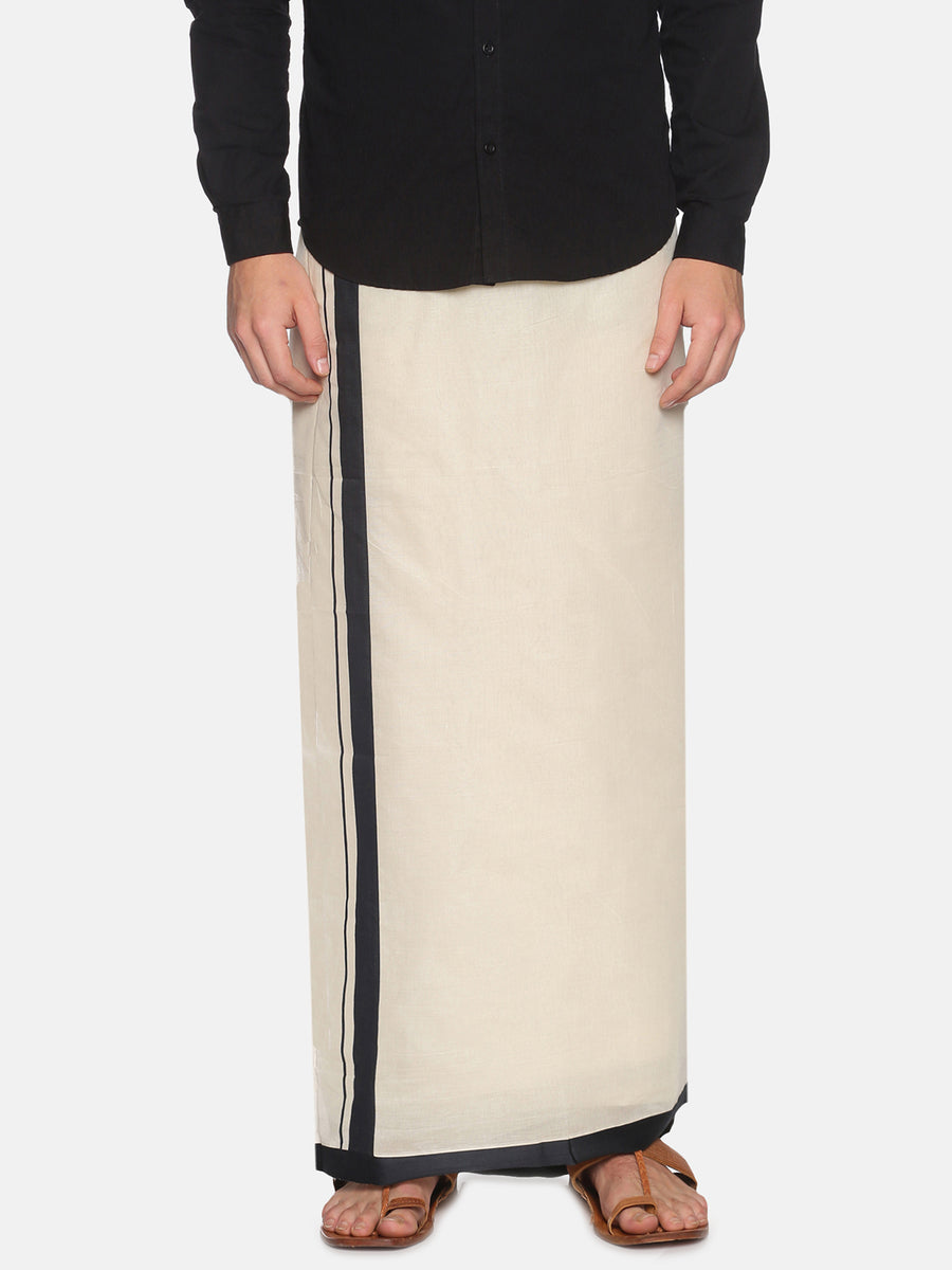 Mens Pure Cotton Double Dhoti  Off White